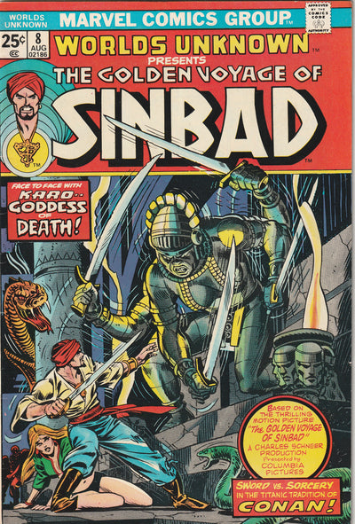 Worlds Unknown #8 (1974) - The Golden Voyage of Sinbad - Final issue of series