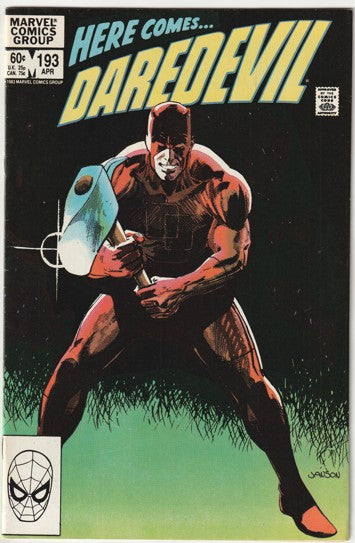 Daredevil #193 (1983) - 1st Appearance of Willow & Akbar, Classic Klaus Janson Axe Cover