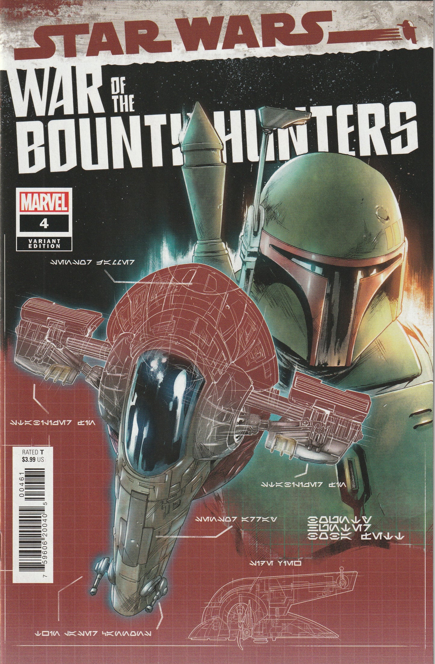 Star Wars: War of the Bounty Hunters #4 (2021) - Paolo Villanelli Bounty Hunter Ship Blueprint Variant Cover