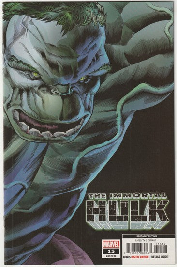 The Immortal Hulk #15, LGY #732 (2019) - Joe Bennett 2nd Printing Variant Cover