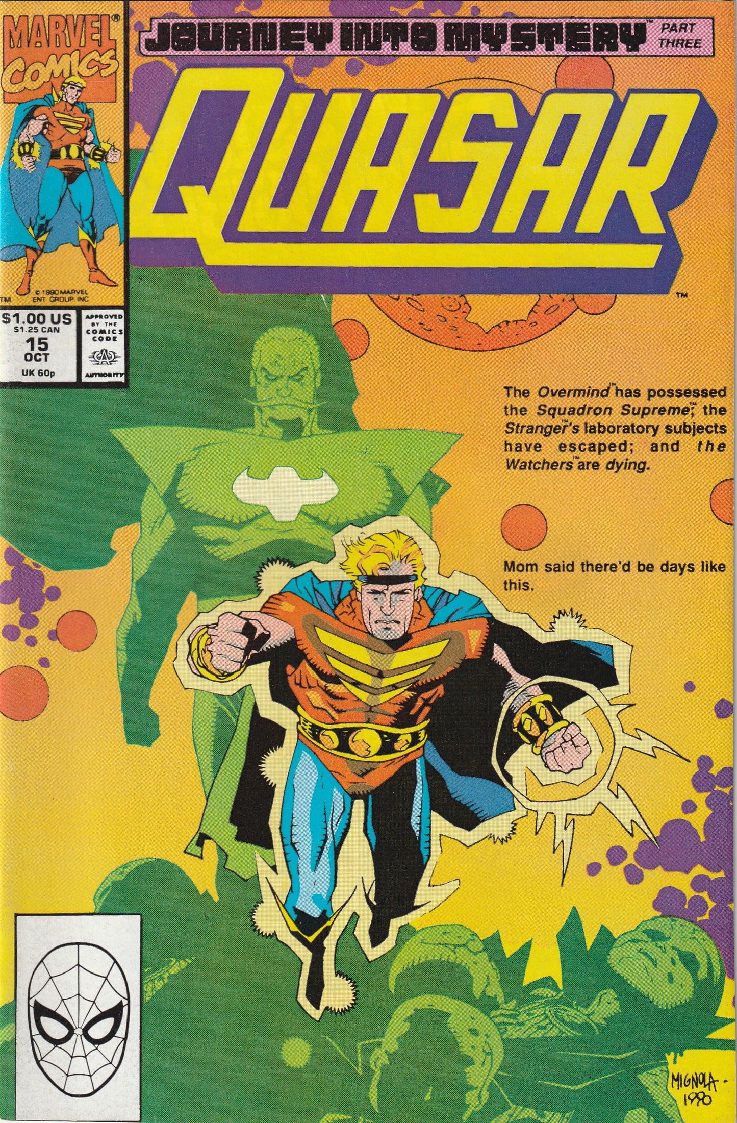 Quasar #15 (1990) - Mike Mignola cover, Thanos appearance