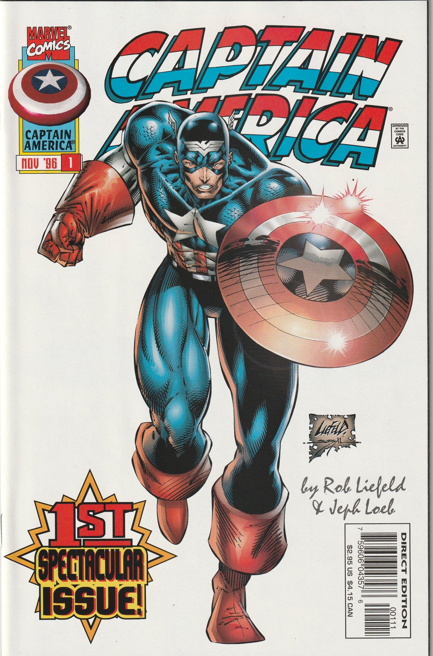 Captain America #1 (1996) - Heroes Reborn - 1st Appearance of Rikki Barnes - Cover A