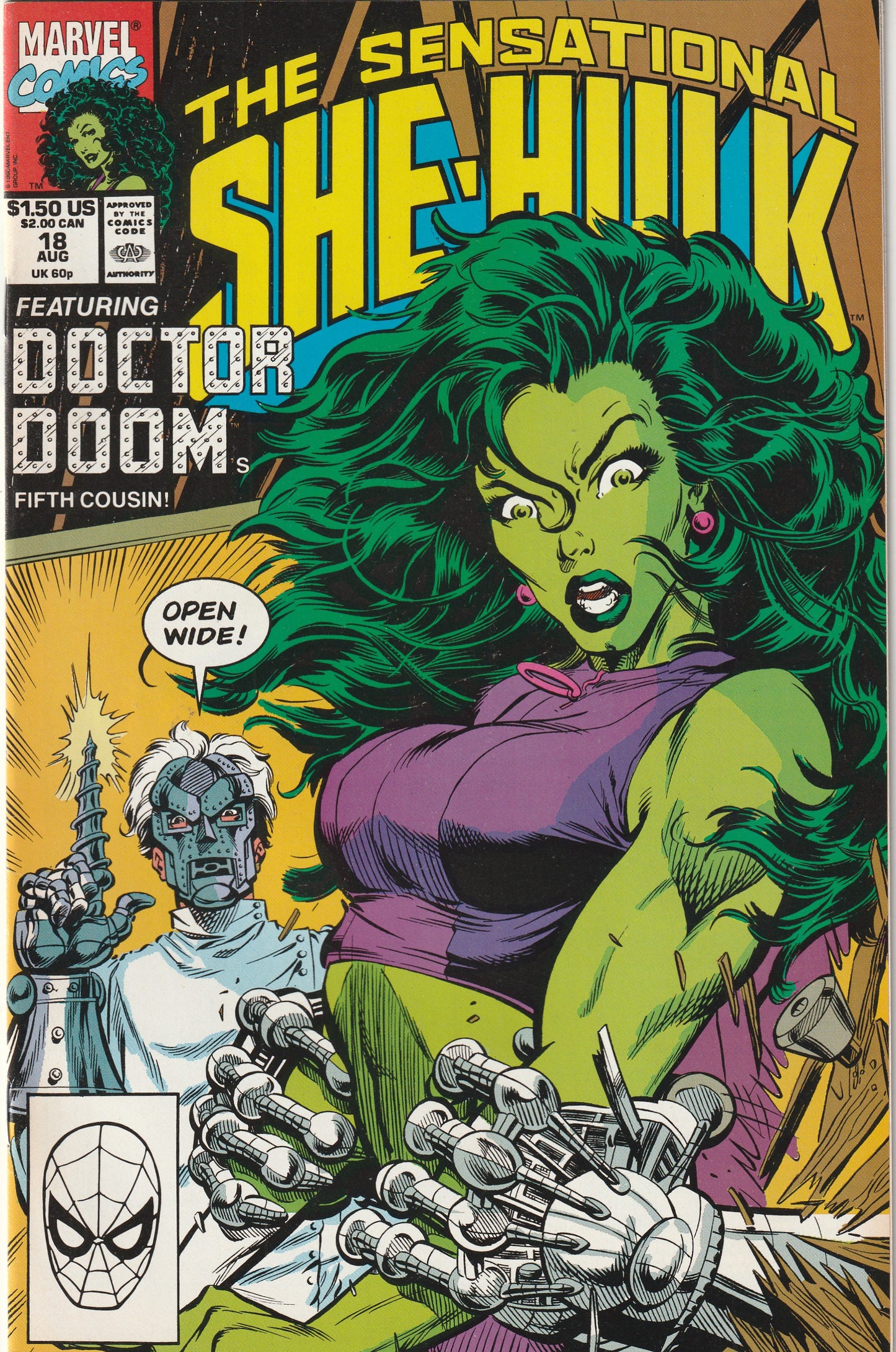 Sensational She-Hulk #18 (Vol 2, 1990) - 1st Appearance of Dr. Doom's 5th Cousin, Dr. Bob Doom