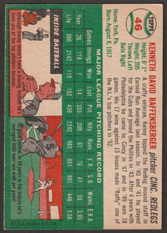 1954 Topps Baseball - #46 Ken Raffensberger - Cincinnai RedLegs