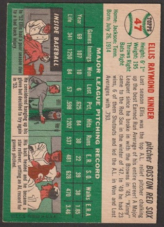 1954 Topps Baseball - #47 Ellis Kinder - Boston Red Sox