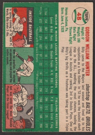 1954 Topps Baseball - #48 Billy Hunter - Baltimore Orioles