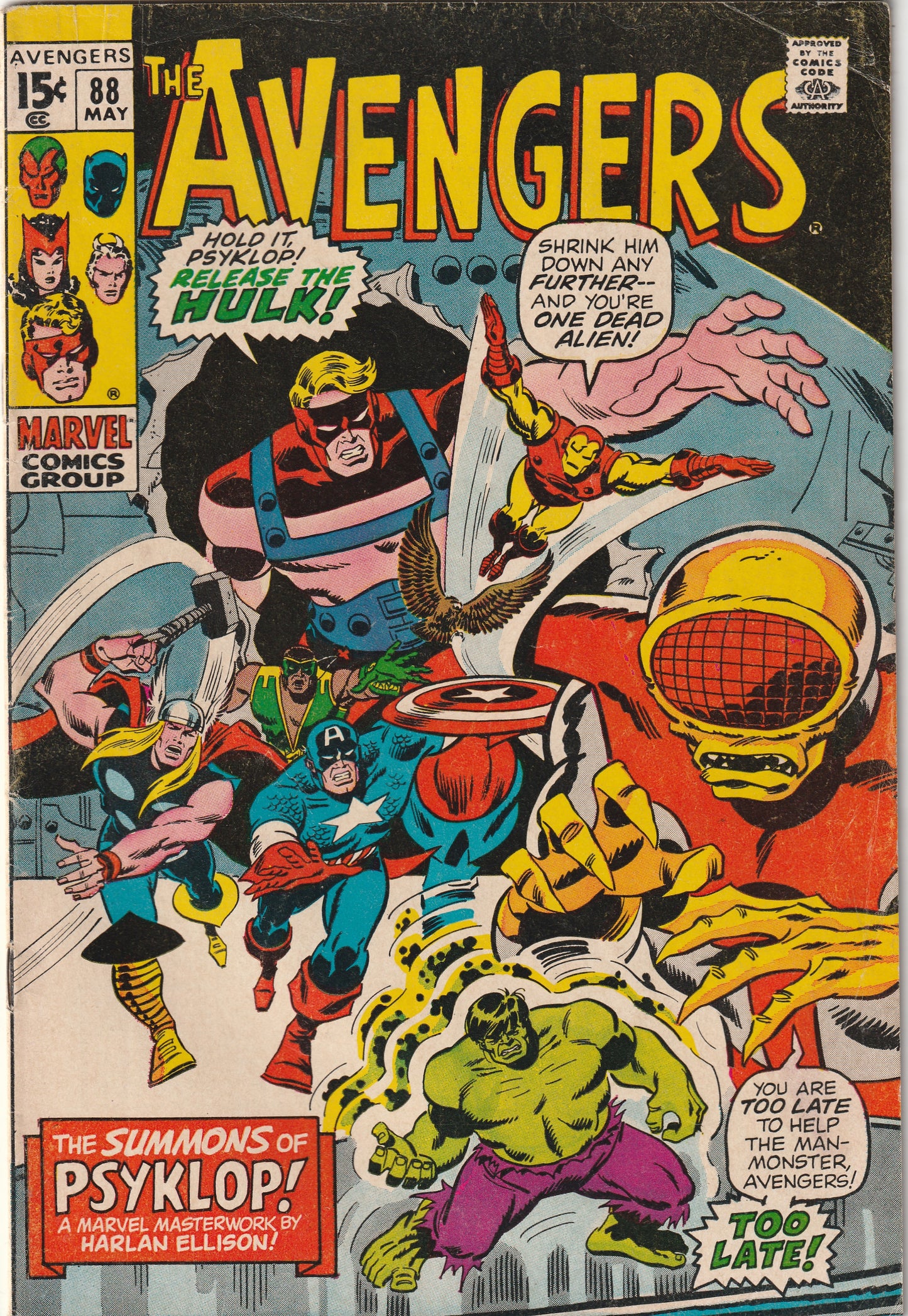 Avengers #88 (1971) - Written by Harlan Ellison, 1st Psyklop Appearance