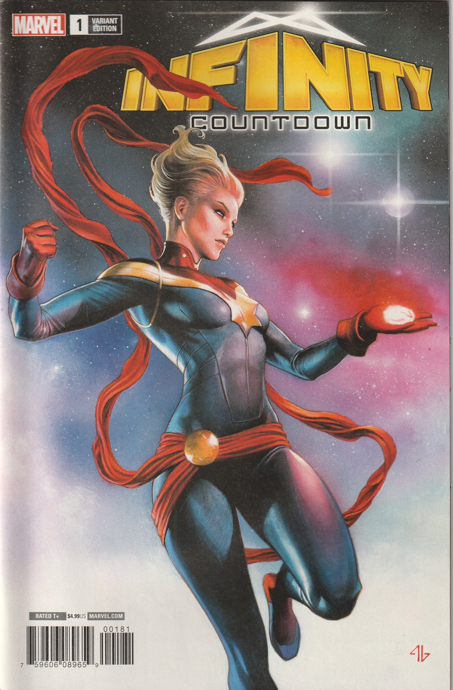 Infinity Countdown #1 (2018) - Adi Granov Captain Marvel Holds Infinity Variant Cover