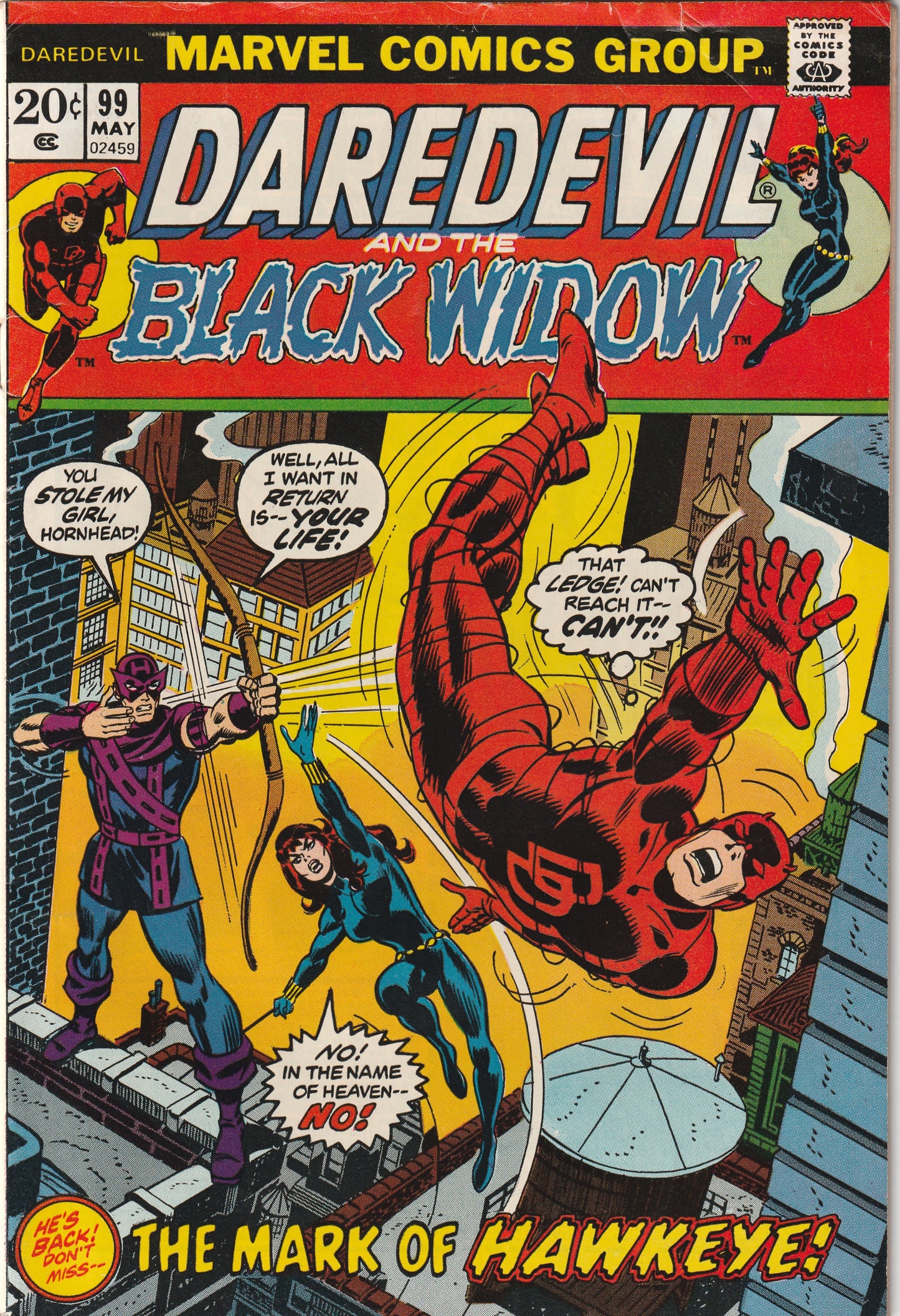 Daredevil #99 (1973) - Hawkeye Appearance, Daredevil destroys Hawkeye's Bow