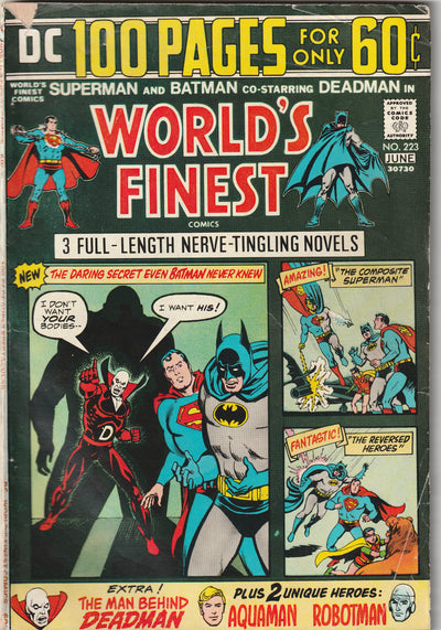 World's Finest #223 (1974) - 100 Pages Neal Adams reprints, Deadman origin