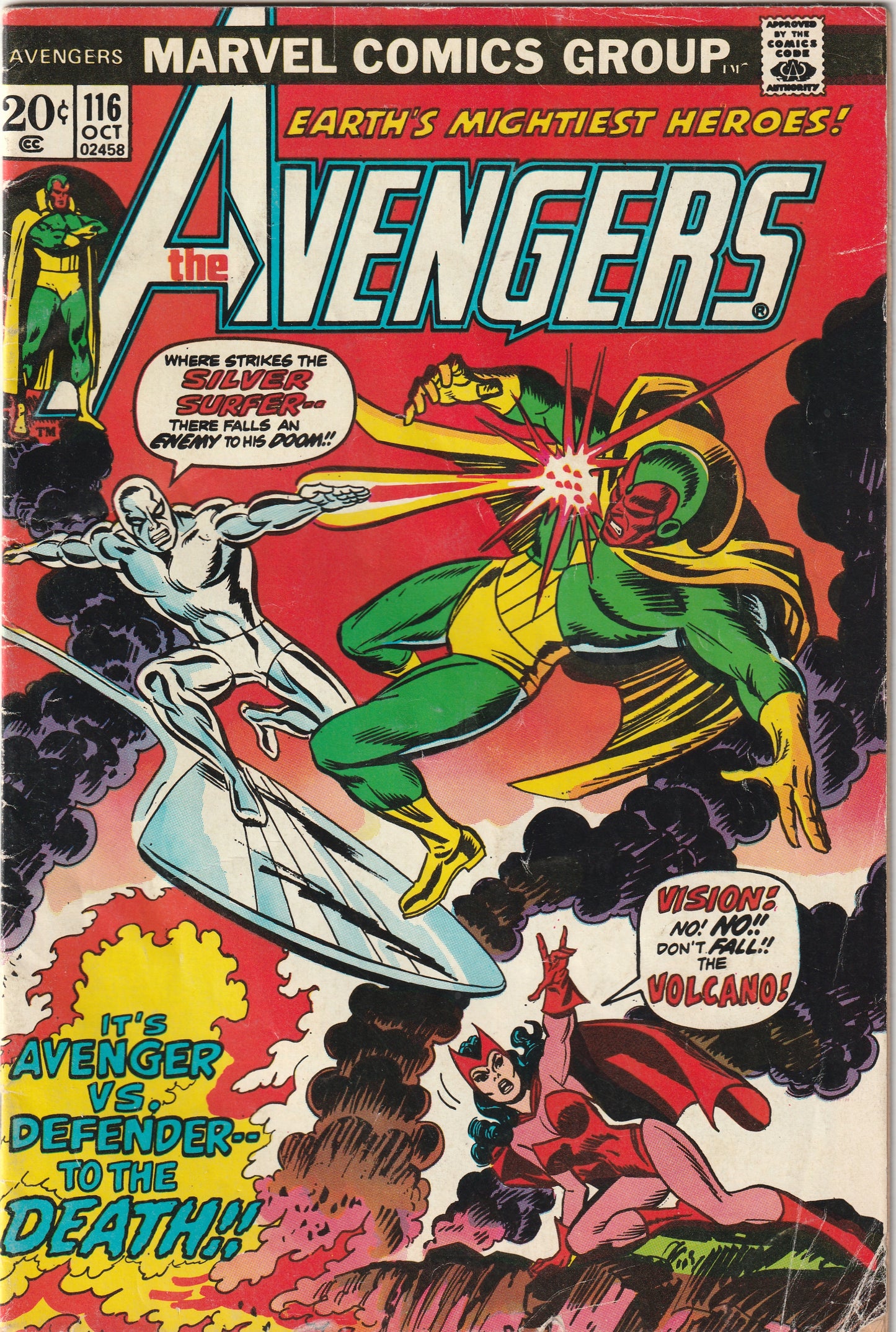 Avengers #116 (1973) - Avengers/Defenders War - Silver Surfer vs Vision