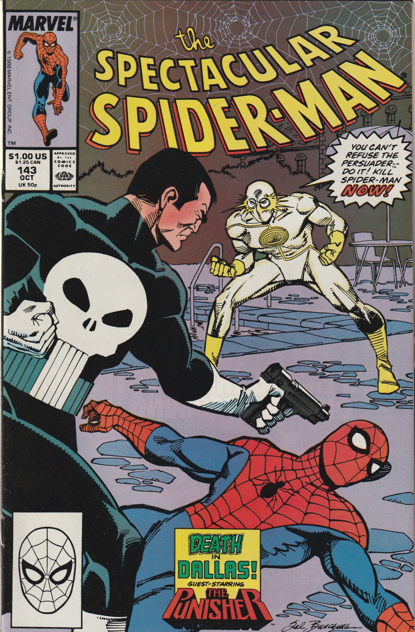 Spectacular Spider-Man #143 (1988) - Punisher appearance, 1st Appearance of Lobo Brothers
