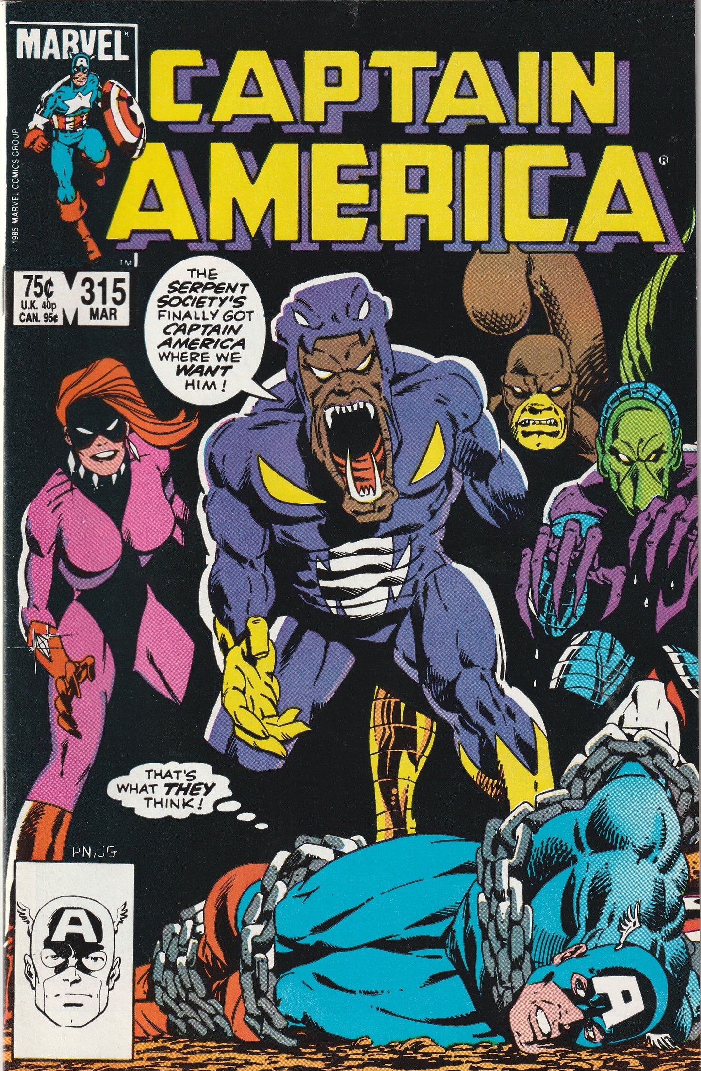 Captain America #315 (1986) - Death of Porcupine, Serpent Society Appearance