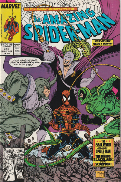 Amazing Spider-Man #319 (1989) - Scorpion, Rhino, Backlash Appearance, Todd McFarlane art