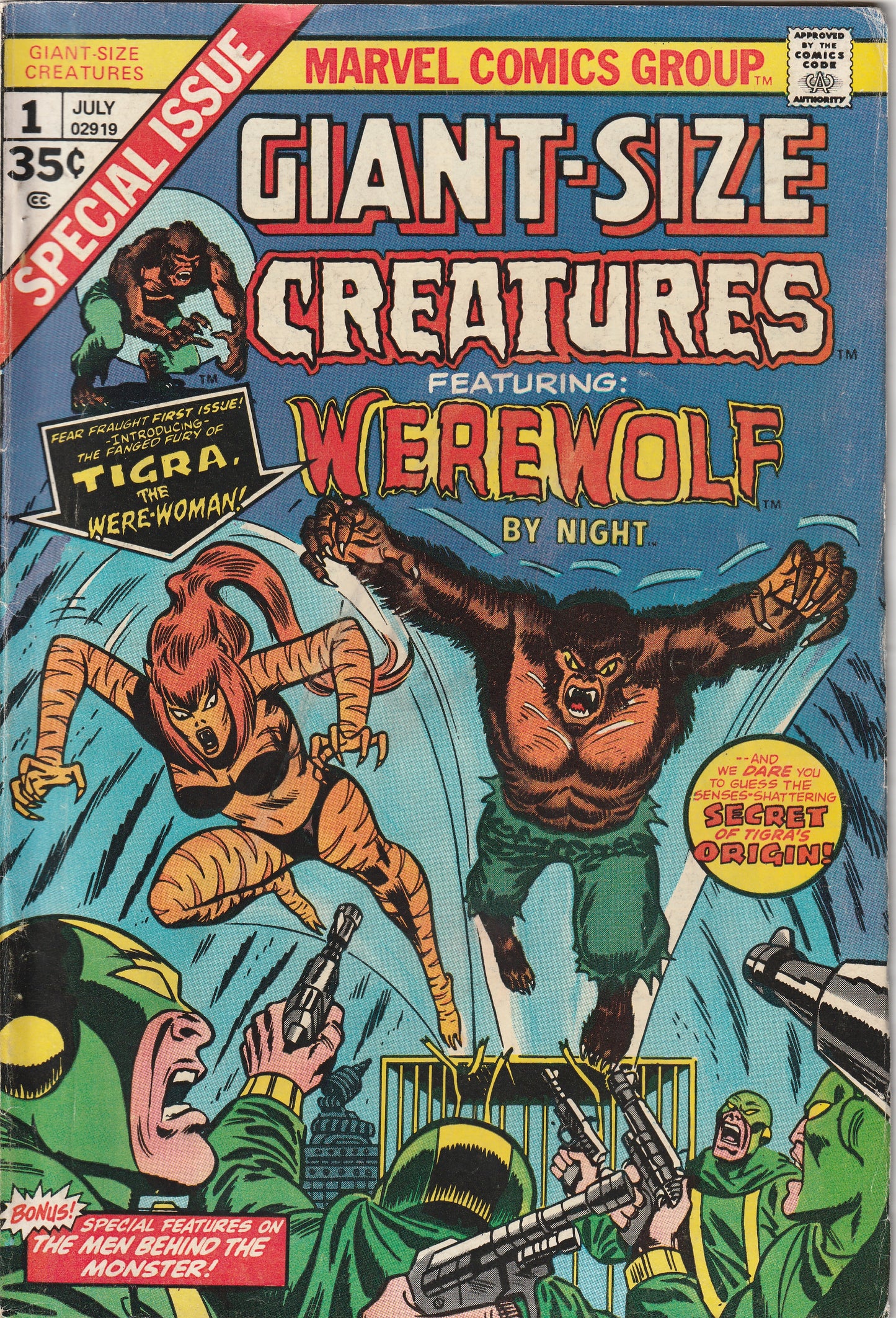 Giant Size Creatures #1 (1974) - Featuring Werewolf by Night (1st Appearance Tigra)