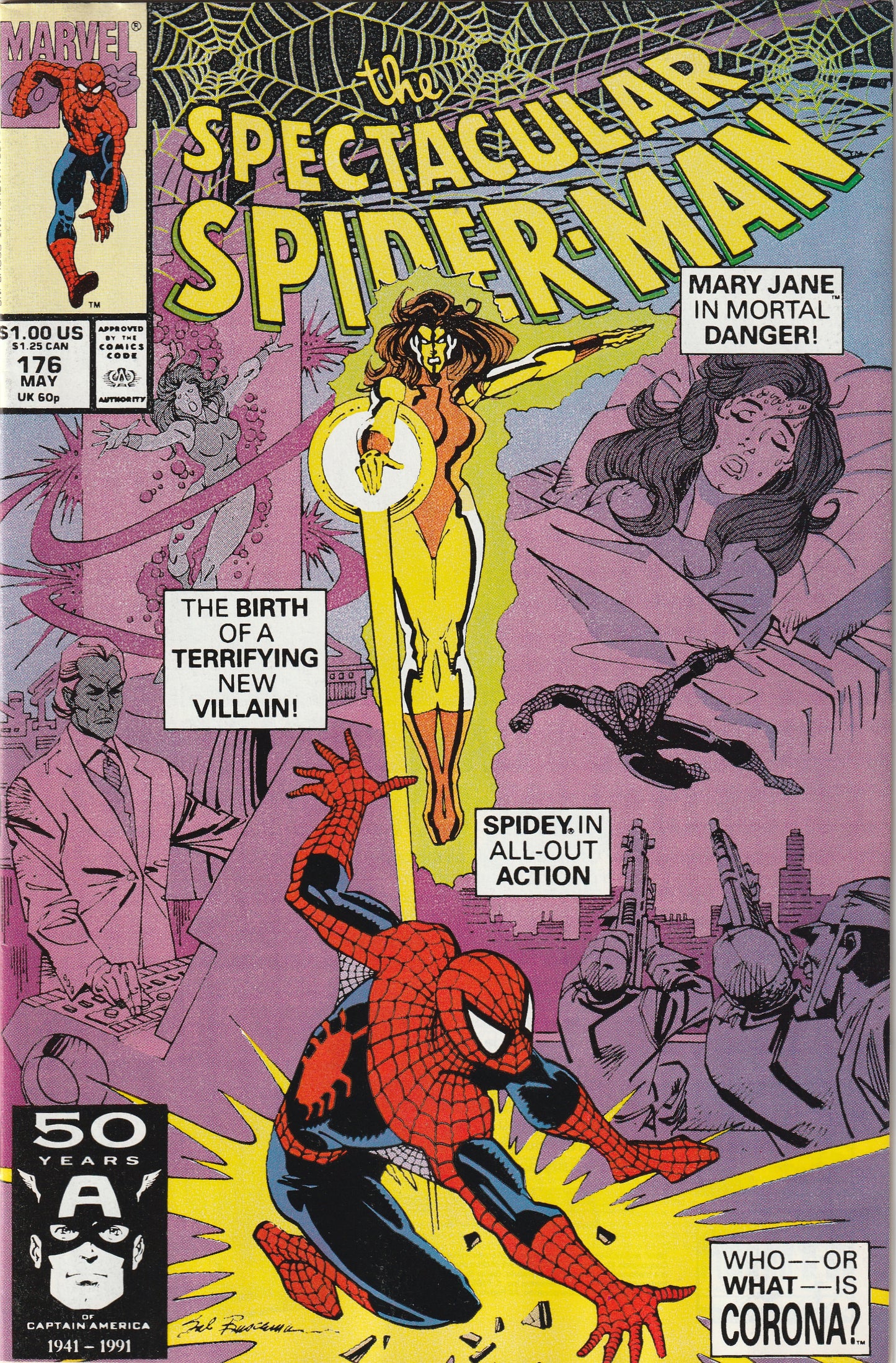 Spectacular Spider-Man #176 (1991) - 1st Appearance of Corona (Dagny Forrester); Cedric Forrester.