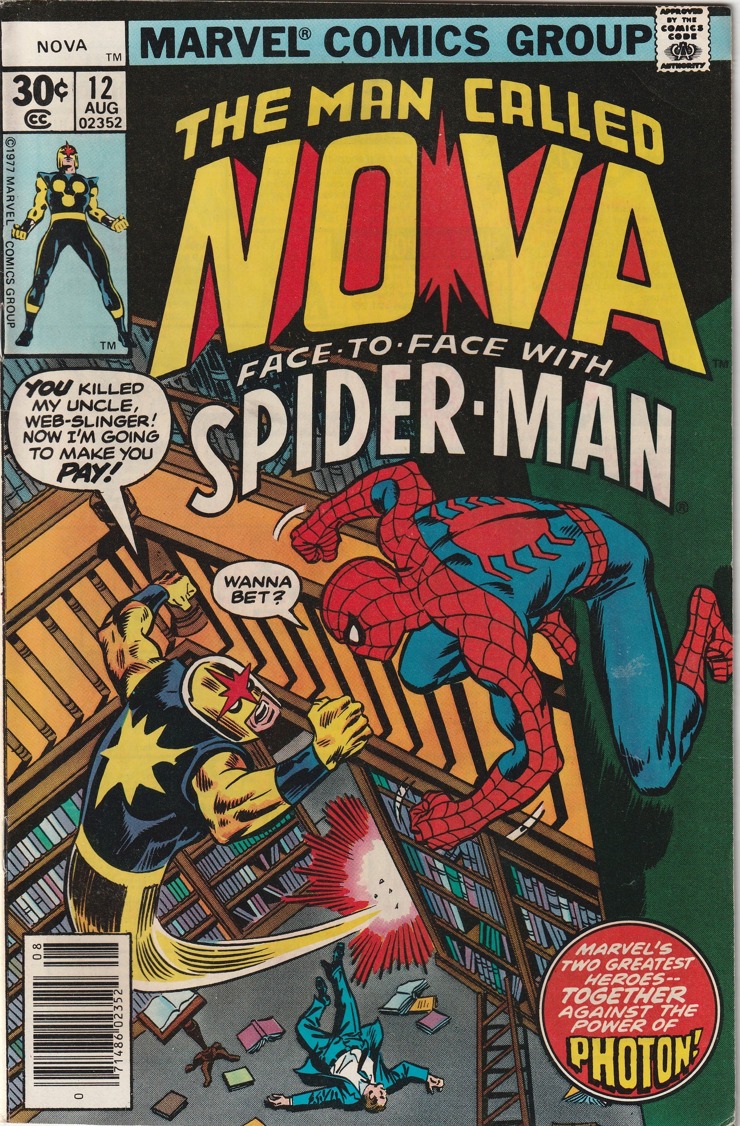 Nova #12 (1977) - 1st appearance of Photon (Jason Dean), with Amazing Spider-Man